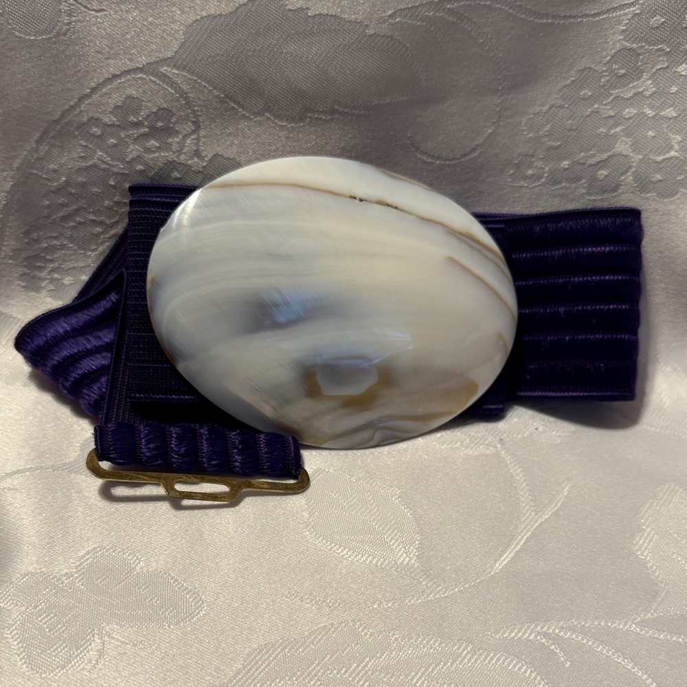 Chic Purple Belt with Pearl Oval Buckle